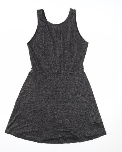 Divided Womens Black Viscose Fit & Flare Size 12 Round Neck Pullover