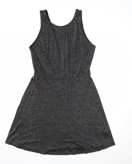 Divided Womens Black Viscose Fit & Flare Size 12 Round Neck Pullover