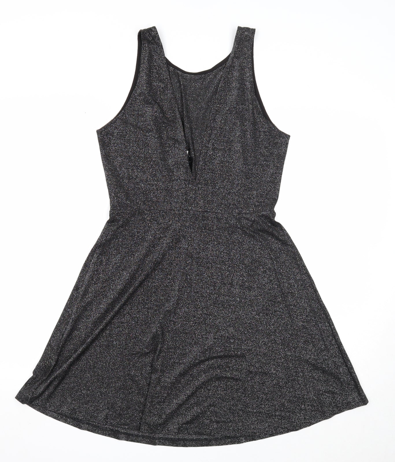Divided Womens Black Viscose Fit & Flare Size 12 Round Neck Pullover