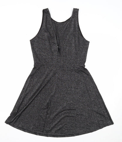 Divided Womens Black Viscose Fit & Flare Size 12 Round Neck Pullover