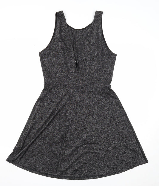 Divided Womens Black Viscose Fit & Flare Size 12 Round Neck Pullover