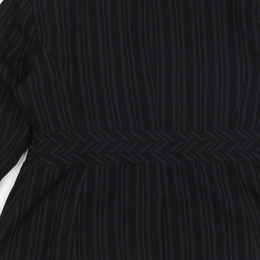 South Womens Black Striped Viscose Jacket Blazer Size 8
