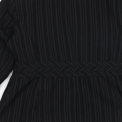 South Womens Black Striped Viscose Jacket Blazer Size 8