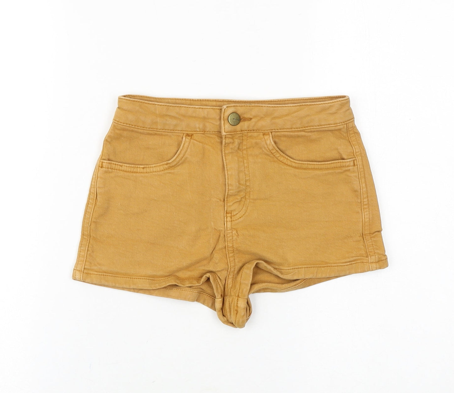 Topshop Womens Brown Cotton Hot Pants Shorts Size 25 in Regular Zip