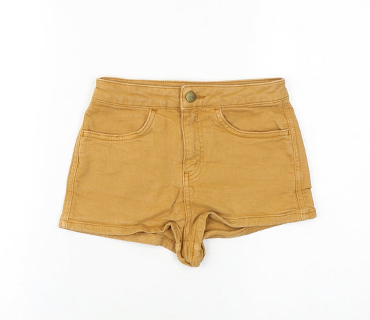 Topshop Womens Brown Cotton Hot Pants Shorts Size 25 in Regular Zip