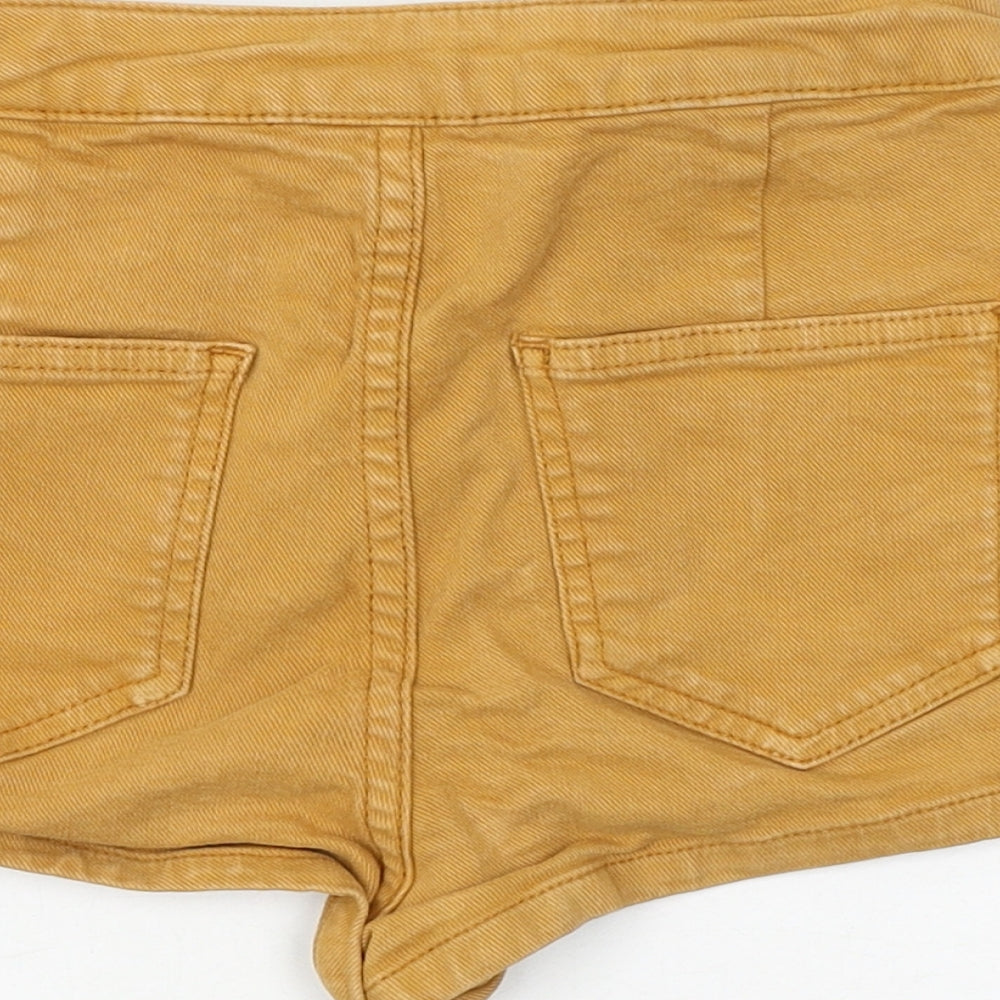 Topshop Womens Brown Cotton Hot Pants Shorts Size 25 in Regular Zip