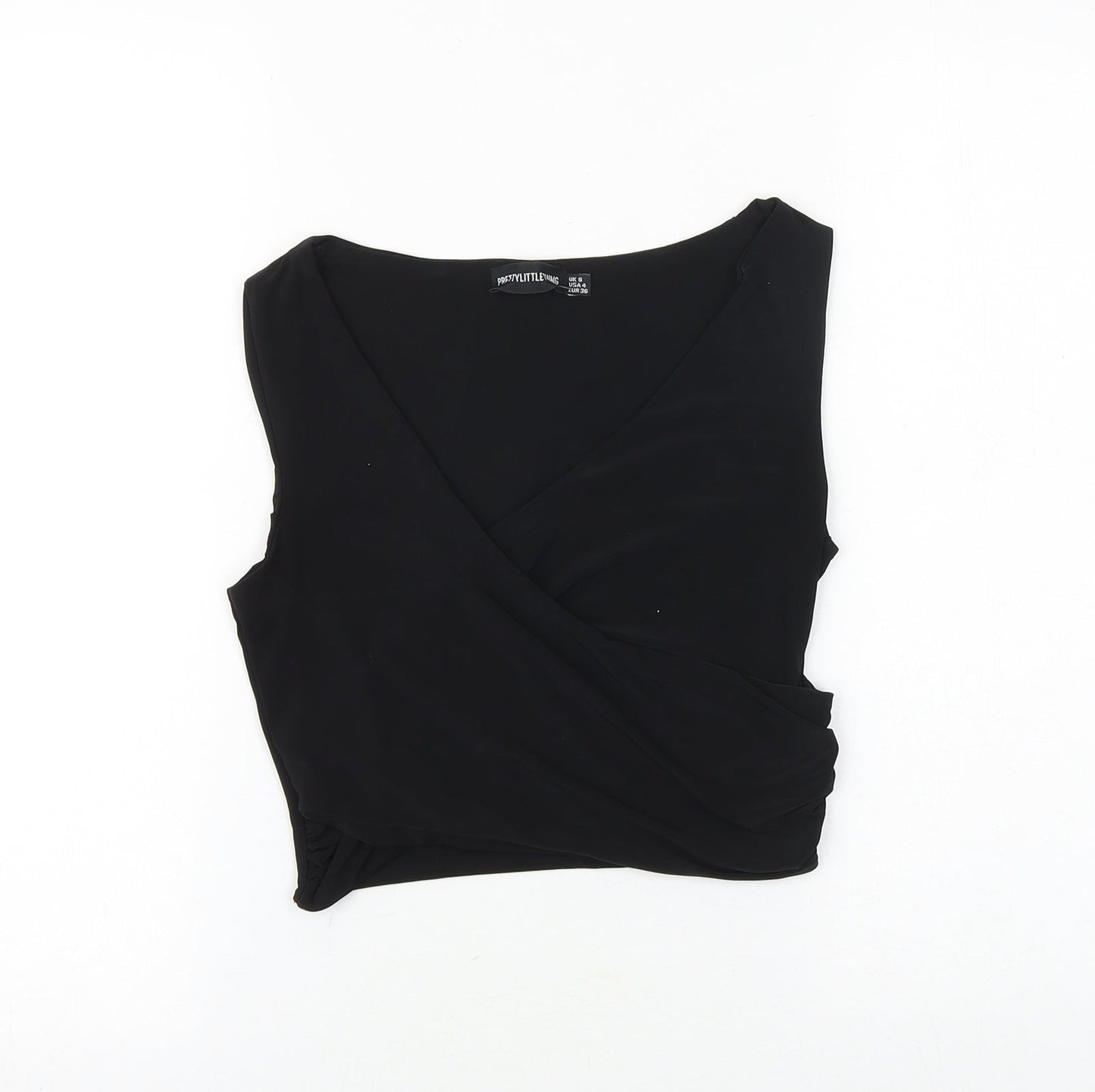 Womens UK Size 8 PRETTYLITTLETHING Black Basic Tank