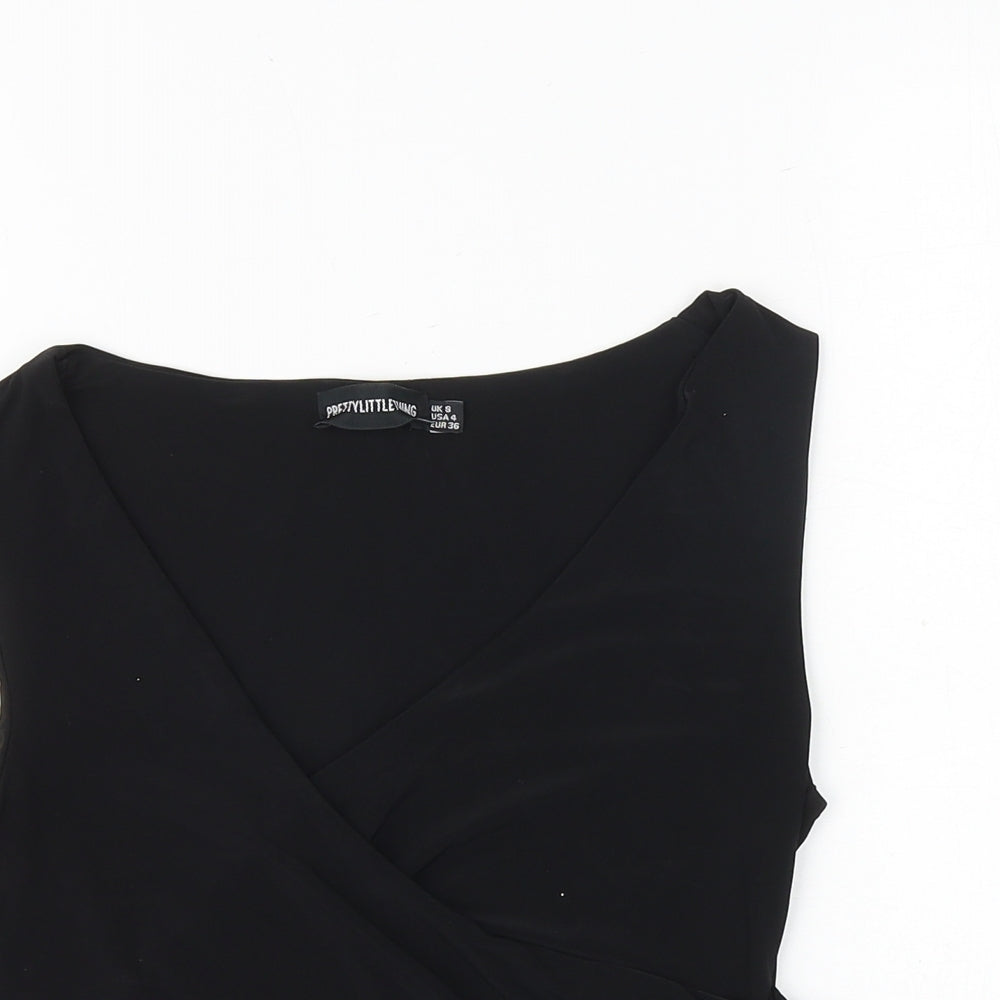 Womens UK Size 8 PRETTYLITTLETHING Black Basic Tank