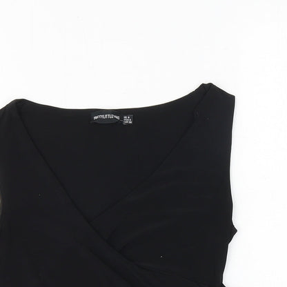 Womens UK Size 8 PRETTYLITTLETHING Black Basic Tank