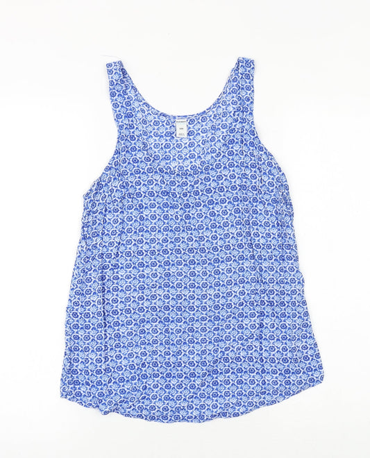 Old Navy Womens Blue Geometric Viscose Basic Tank Size S Round Neck