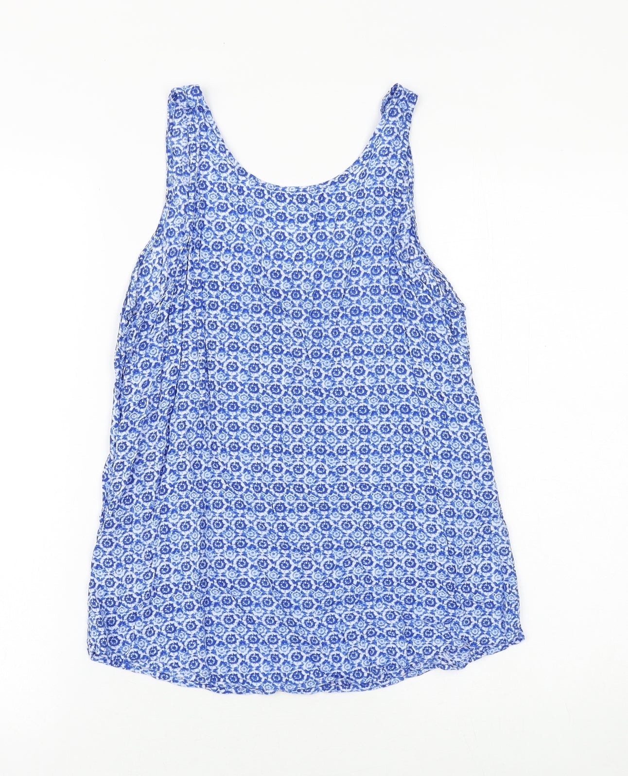 Old Navy Womens Blue Geometric Viscose Basic Tank Size S Round Neck