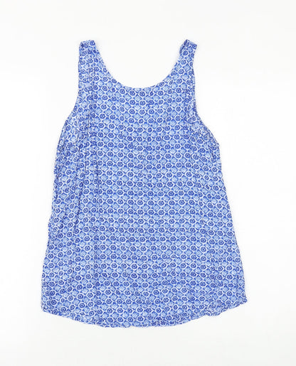 Old Navy Womens Blue Geometric Viscose Basic Tank Size S Round Neck