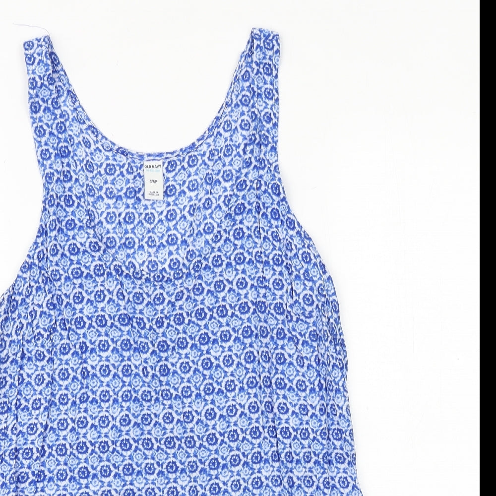 Old Navy Womens Blue Geometric Viscose Basic Tank Size S Round Neck