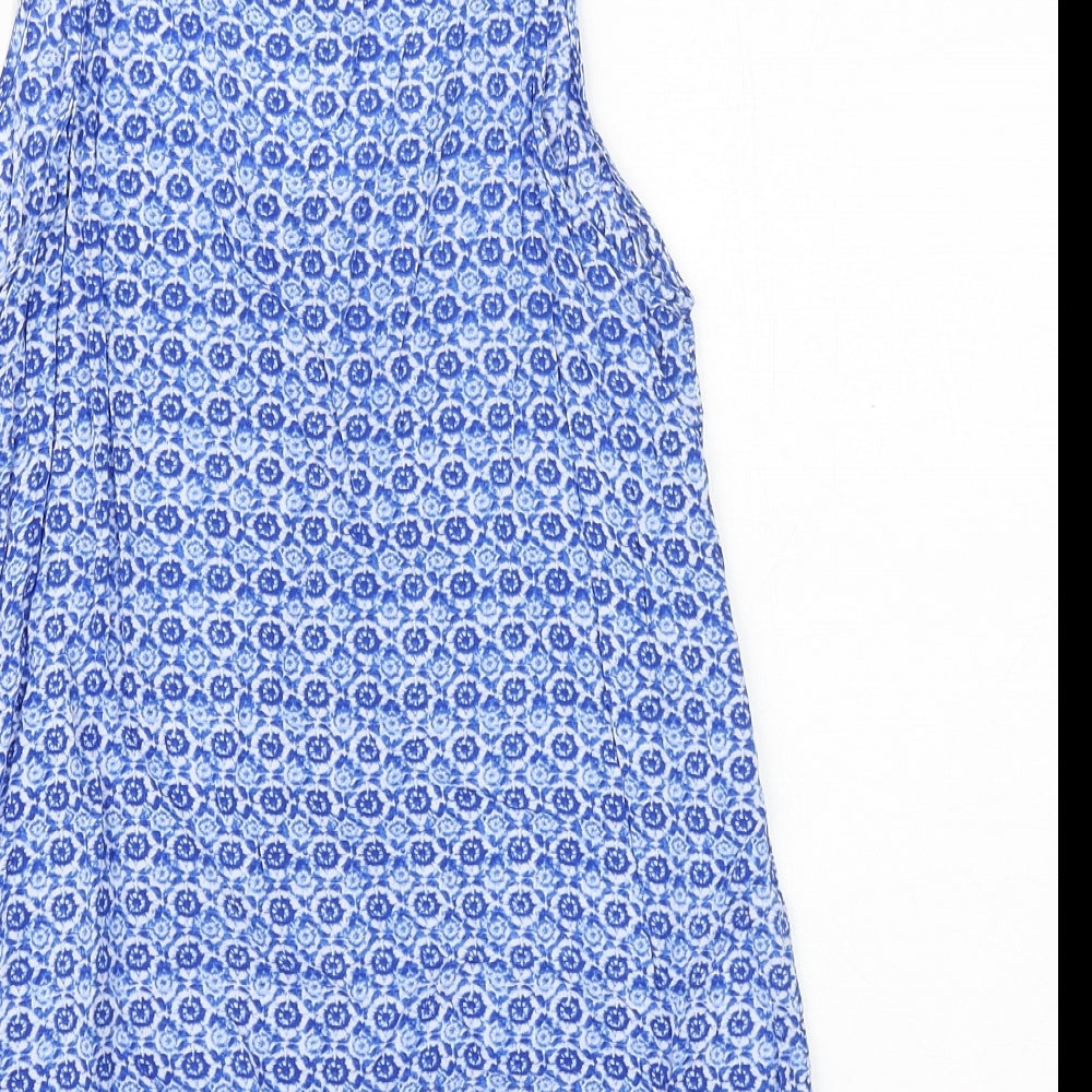 Old Navy Womens Blue Geometric Viscose Basic Tank Size S Round Neck