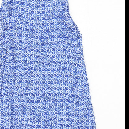 Old Navy Womens Blue Geometric Viscose Basic Tank Size S Round Neck