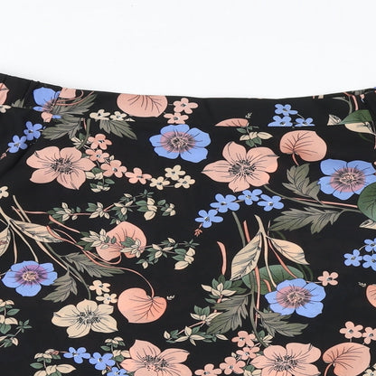 F&F Womens Black Floral Polyester Basic Blouse Size 8 Off the Shoulder