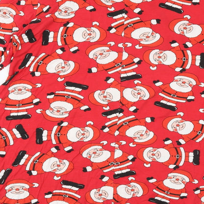 Sara Womens Red Geometric Viscose Trapeze & Swing Size S Round Neck Pullover - Father Christmas Pattern