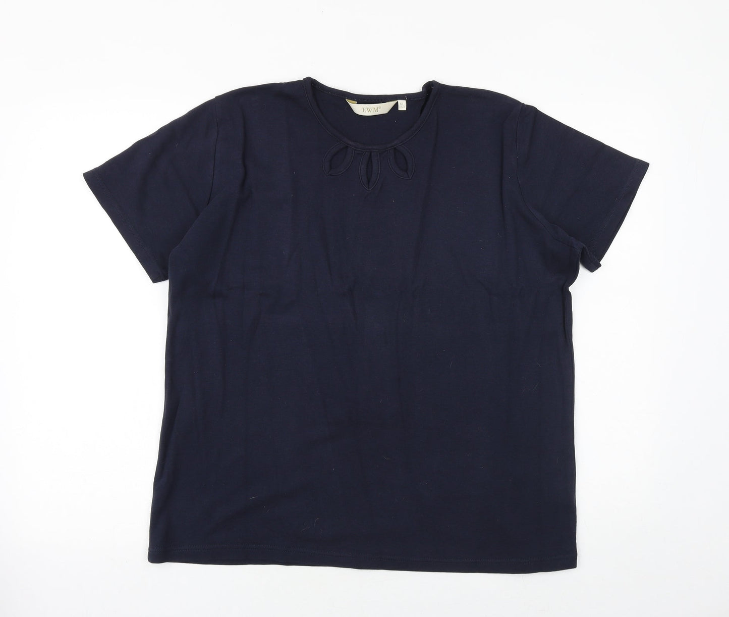 EWM Womens Blue 100% Cotton Basic T-Shirt Size XL Scoop Neck