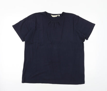 EWM Womens Blue 100% Cotton Basic T-Shirt Size XL Scoop Neck