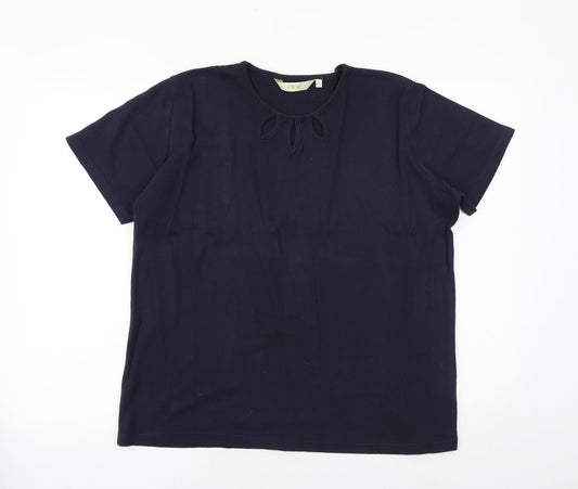 EWM Womens Blue 100% Cotton Basic T-Shirt Size XL Scoop Neck