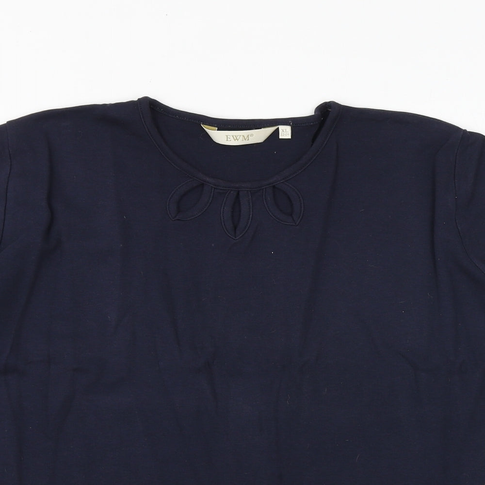 EWM Womens Blue 100% Cotton Basic T-Shirt Size XL Scoop Neck