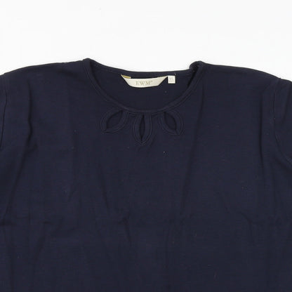 EWM Womens Blue 100% Cotton Basic T-Shirt Size XL Scoop Neck