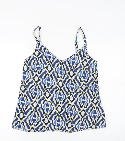 F&F Womens Blue Geometric Viscose Camisole Tank Size 8 V-Neck