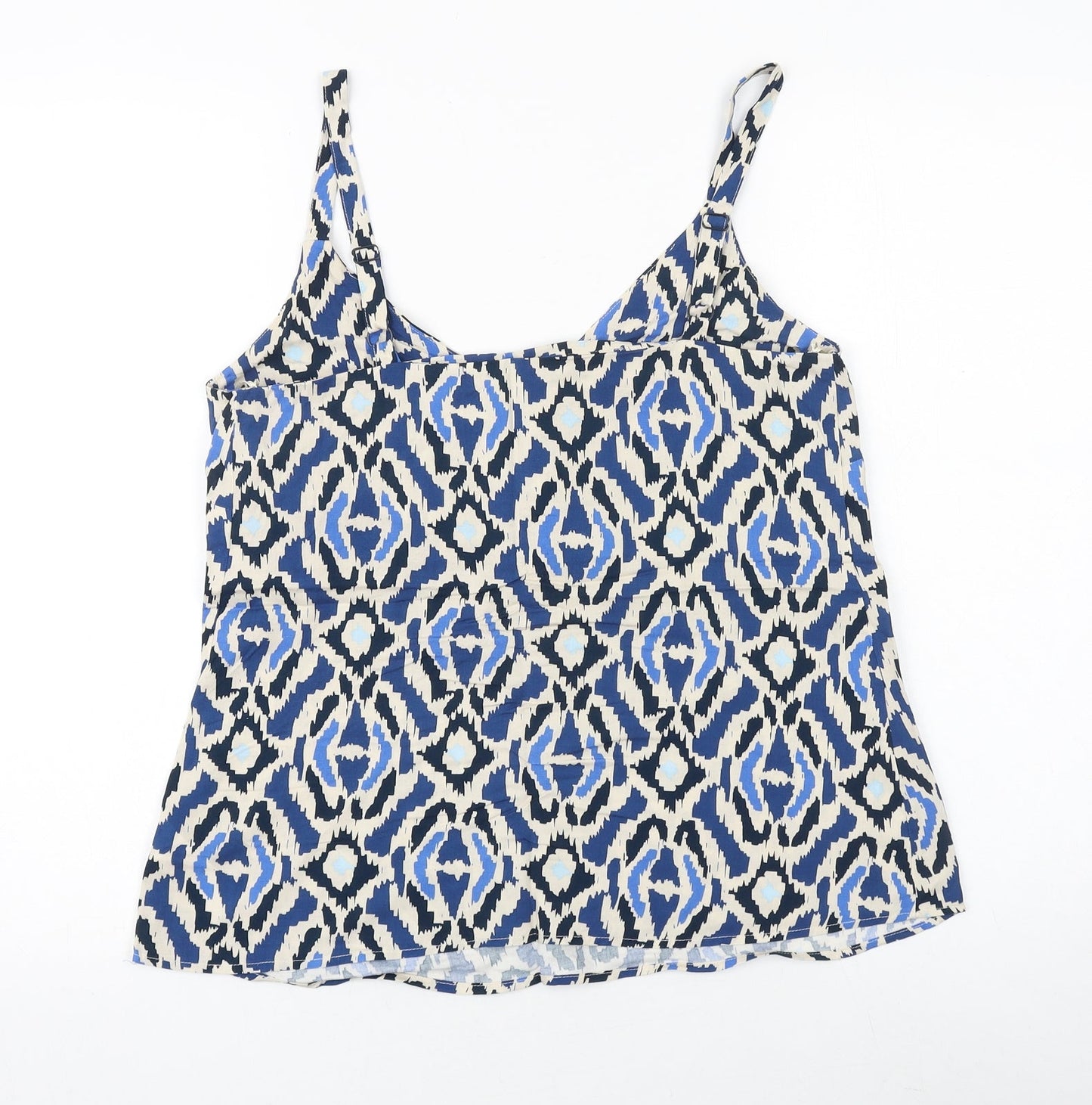 F&F Womens Blue Geometric Viscose Camisole Tank Size 8 V-Neck