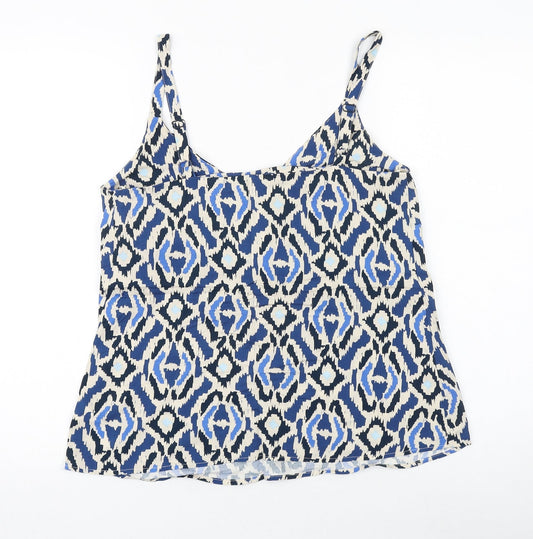 F&F Womens Blue Geometric Viscose Camisole Tank Size 8 V-Neck