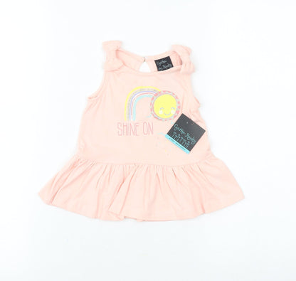 Cynthia Rowley Baby Pink 100% Cotton A-Line Size 12 Months Round Neck Pullover - Shine On Rainbow