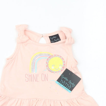 Cynthia Rowley Baby Pink 100% Cotton A-Line Size 12 Months Round Neck Pullover - Shine On Rainbow