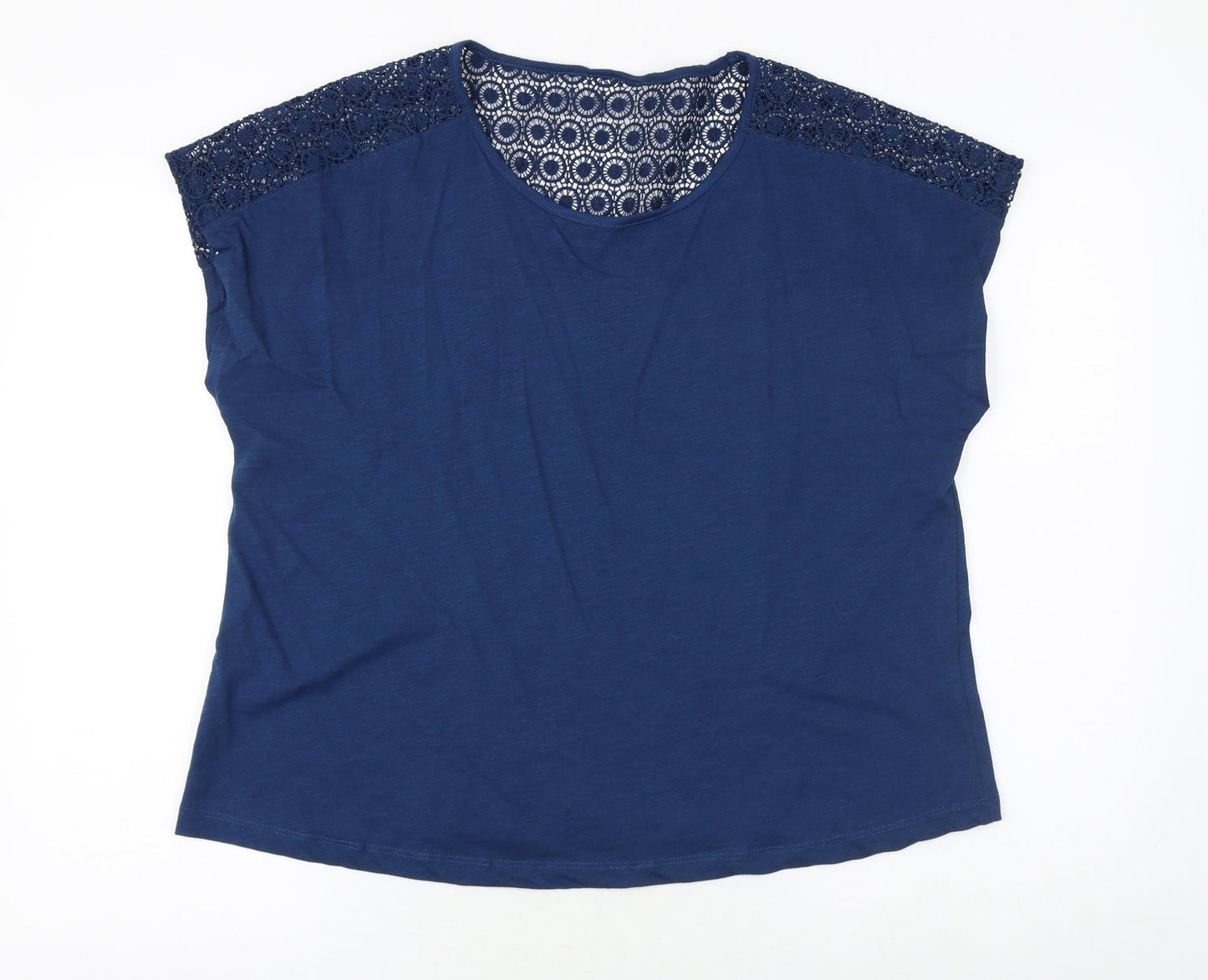 Avenue Womens Brown 100% Cotton Basic T-Shirt Size 16 Scoop Neck - Crochet Back Detail