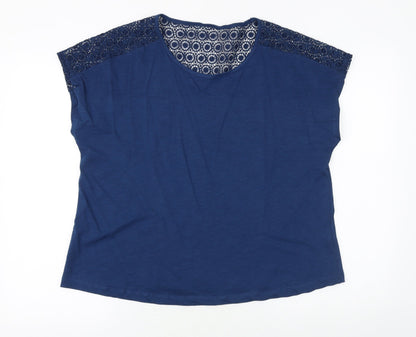 Avenue Womens Brown 100% Cotton Basic T-Shirt Size 16 Scoop Neck - Crochet Back Detail