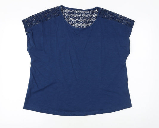 Avenue Womens Brown 100% Cotton Basic T-Shirt Size 16 Scoop Neck - Crochet Back Detail