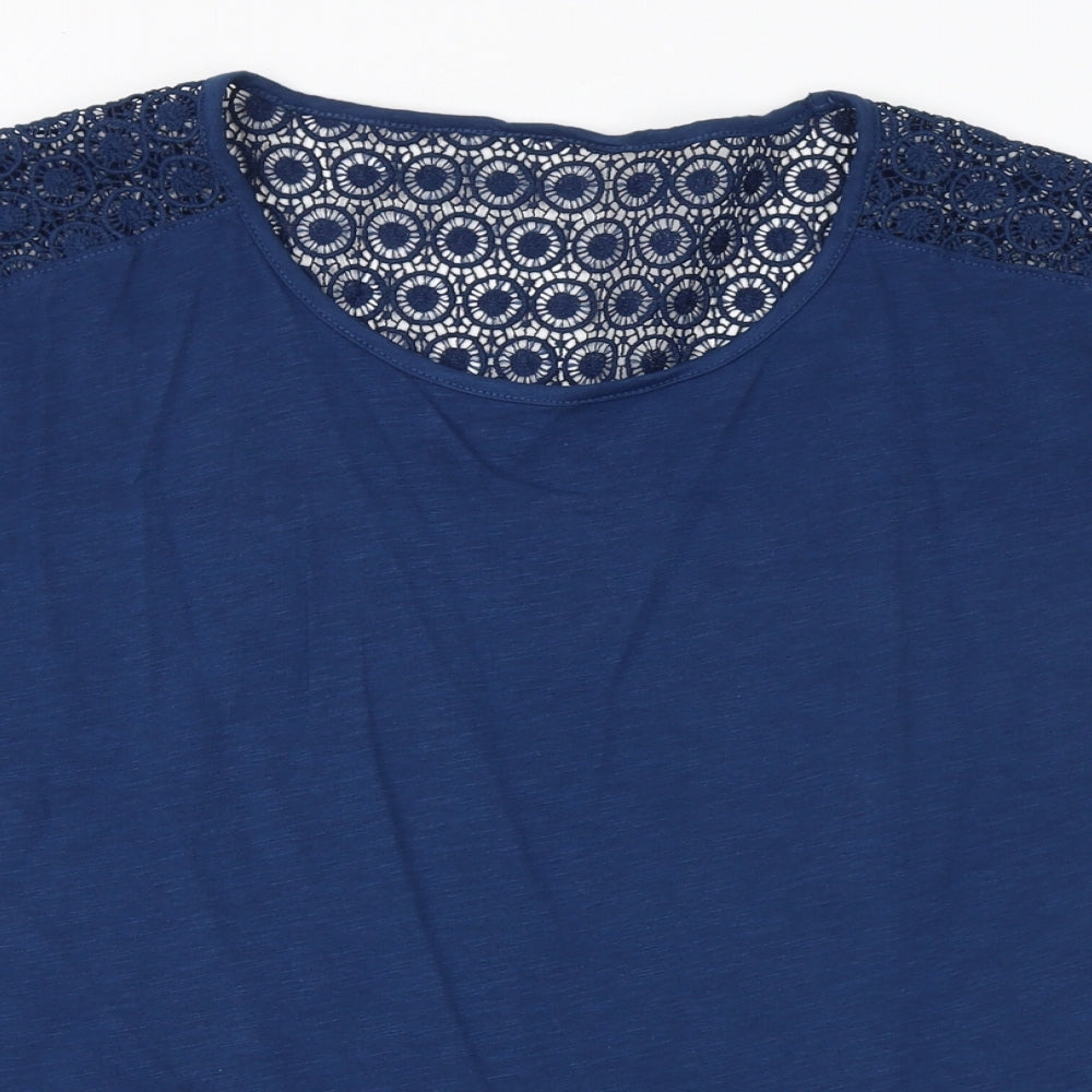 Avenue Womens Brown 100% Cotton Basic T-Shirt Size 16 Scoop Neck - Crochet Back Detail