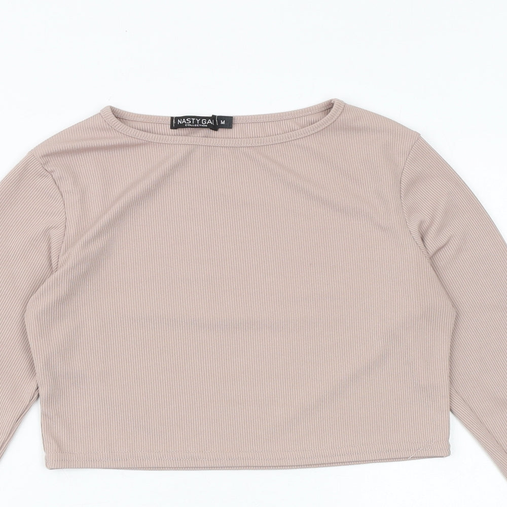 Womens UK Size M Nasty Gal Pink Cropped Blouse