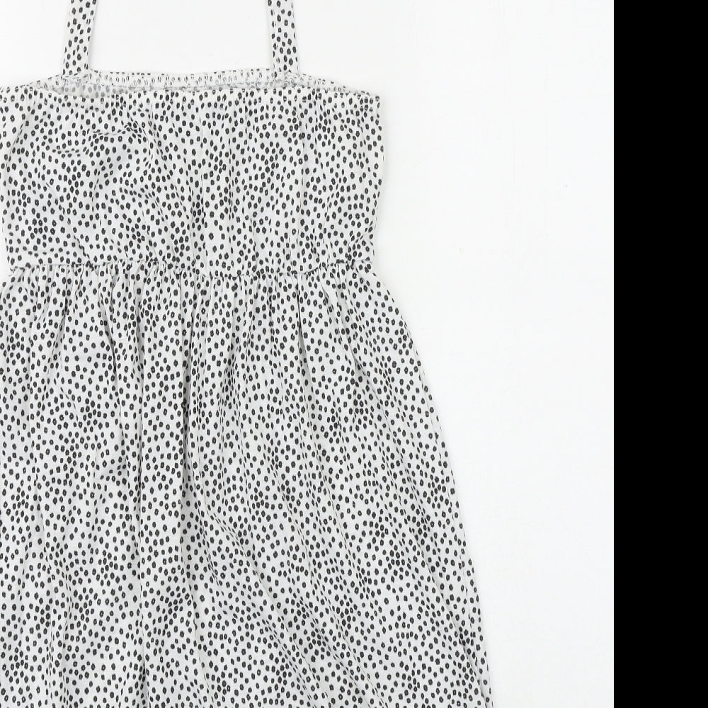 PRETTYLITTLETHING Womens White Geometric Polyester A-Line Size 12 Halter Tie - Broderie Anglaise