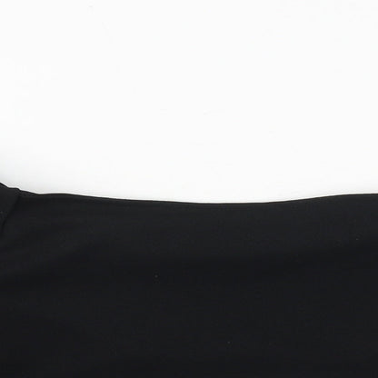 Boohoo Womens Black Polyester Cropped Blouse Size 10 Off the Shoulder - Bardot