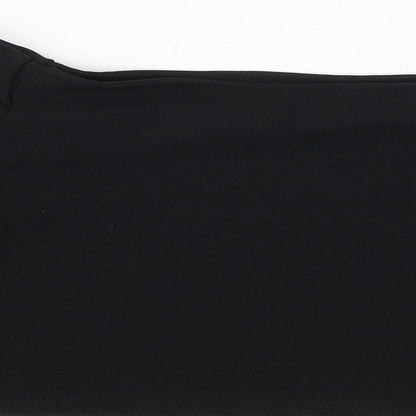 Boohoo Womens Black Polyester Cropped Blouse Size 10 Off the Shoulder - Bardot