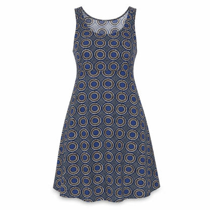 H&M Womens Blue Geometric Viscose A-Line Size 6 Scoop Neck Pullover
