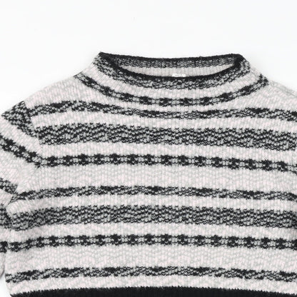 Topshop Womens Black Round Neck Fair Isle Acrylic Pullover Jumper Size 8
