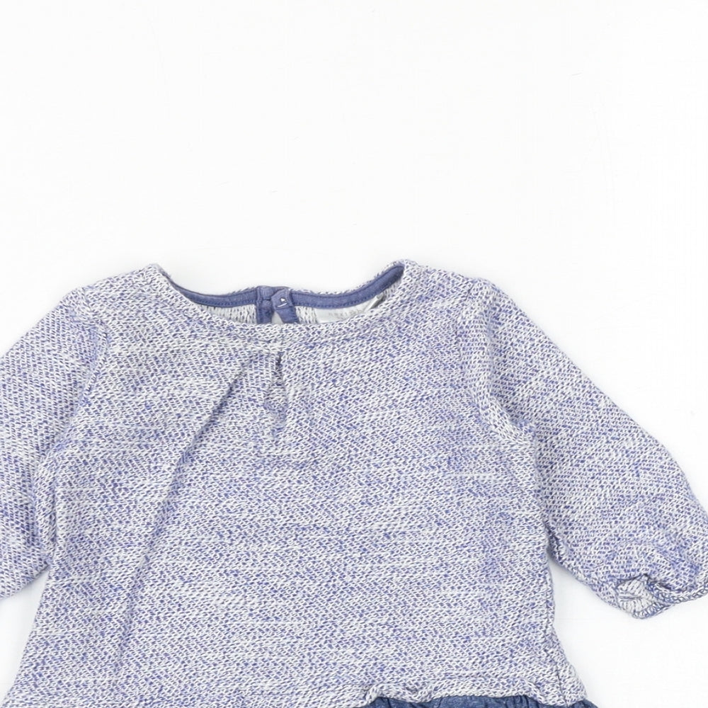 NEXT Baby Blue Cotton A-Line Size 0-3 Months Round Neck Button