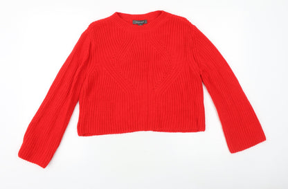 Primark Womens Red Round Neck Acrylic Pullover Jumper Size S