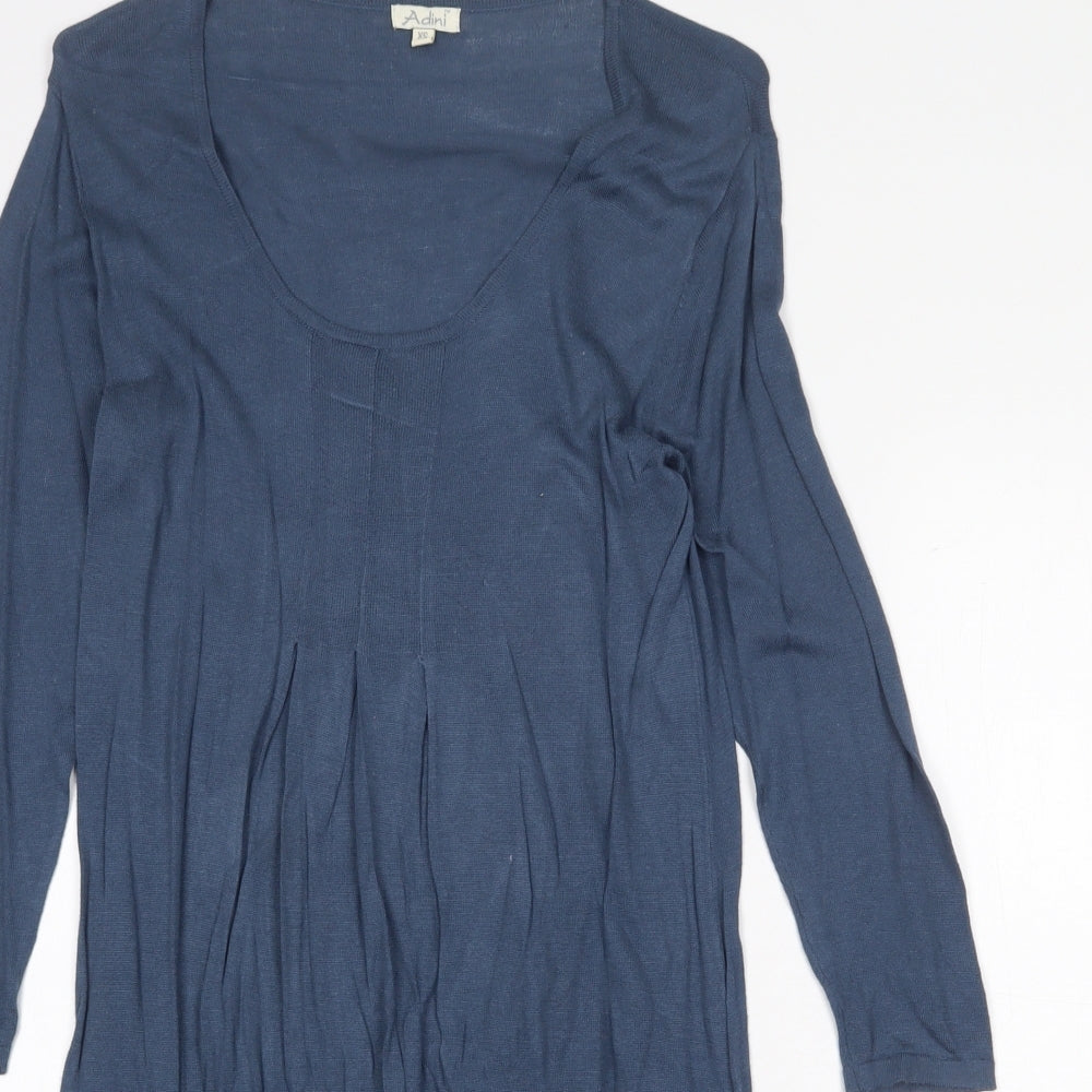 Adini Womens Blue Bamboo A-Line Size XS Scoop Neck Pullover