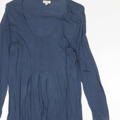 Adini Womens Blue Bamboo A-Line Size XS Scoop Neck Pullover