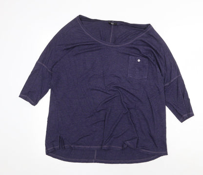 F&F Womens Blue Viscose Basic Blouse Size 10 Boat Neck