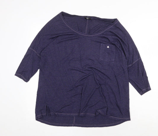 F&F Womens Blue Viscose Basic Blouse Size 10 Boat Neck