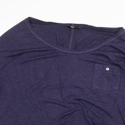 F&F Womens Blue Viscose Basic Blouse Size 10 Boat Neck