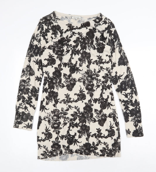 Peacocks Womens Beige Fair Isle Acrylic Jumper Dress Size 12 Boat Neck Pullover