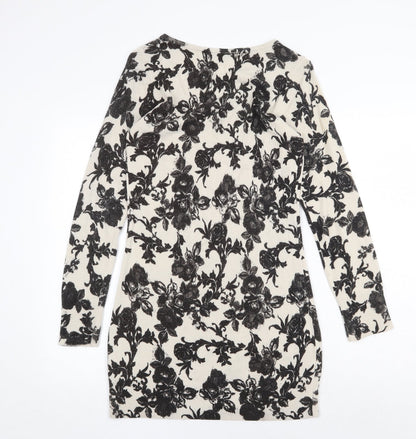 Peacocks Womens Beige Fair Isle Acrylic Jumper Dress Size 12 Boat Neck Pullover